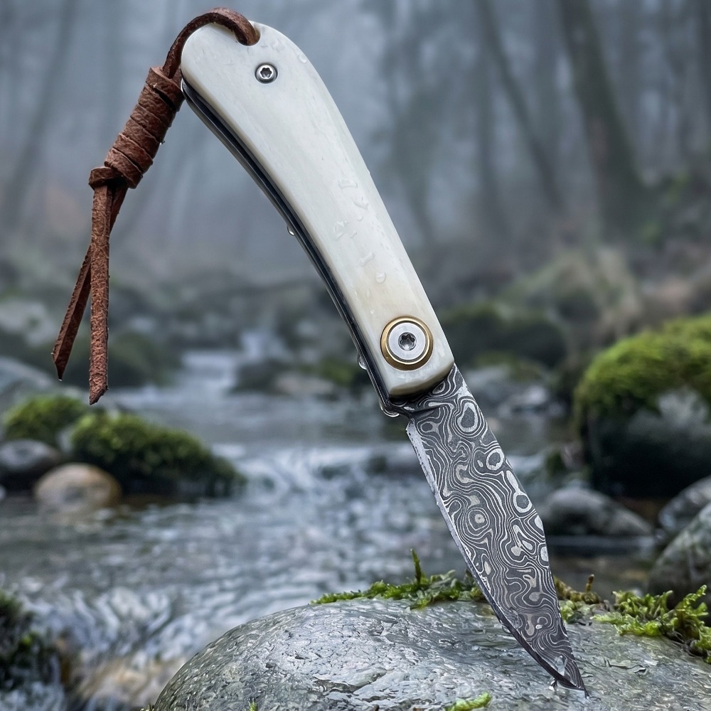 Edc Concealed Carry Knife - Outdoor Folding Knife Bull Bone Handle
