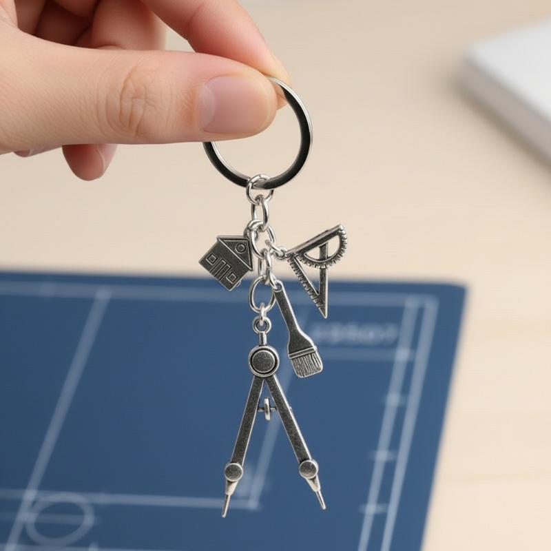 Multifunctional Silver Keychai - Compass Keychain Mini ulasan dan harga