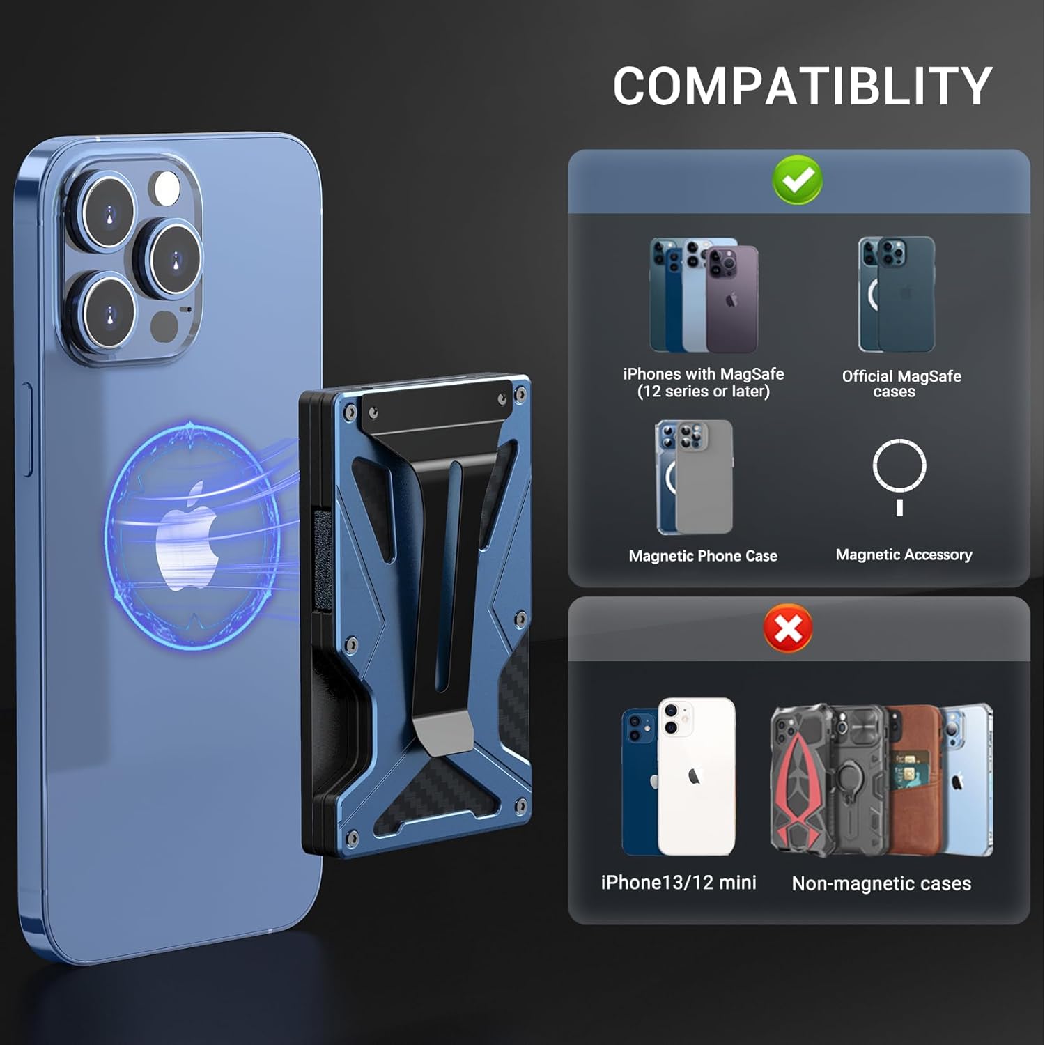 MagSafe Wallet Money Clip with - Money Clip Magnetic ulasan dan harga