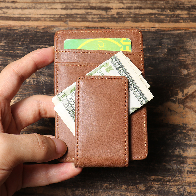 Men Slim Money Clip Wallet Lea - Money Clip Magnetic ulasan dan harga