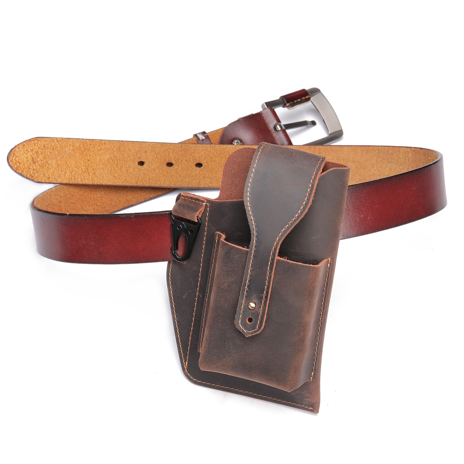 Crazy Horse Leather Phone Hols - Edc Carry For Men ulasan dan harga