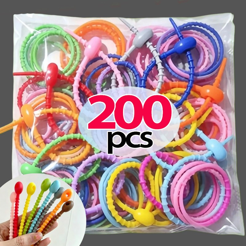 10/200Pcs Silicone Cable Ties  - Cable Winder Keychain ulasan dan harga