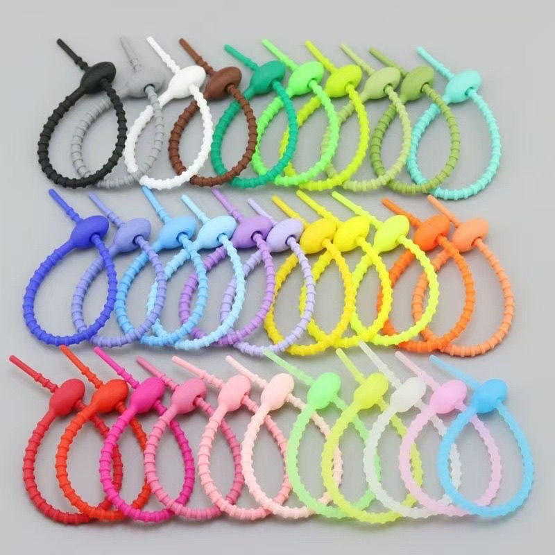 10/200Pcs Silicone Cable Ties  - Cable Winder Keychain ulasan dan harga