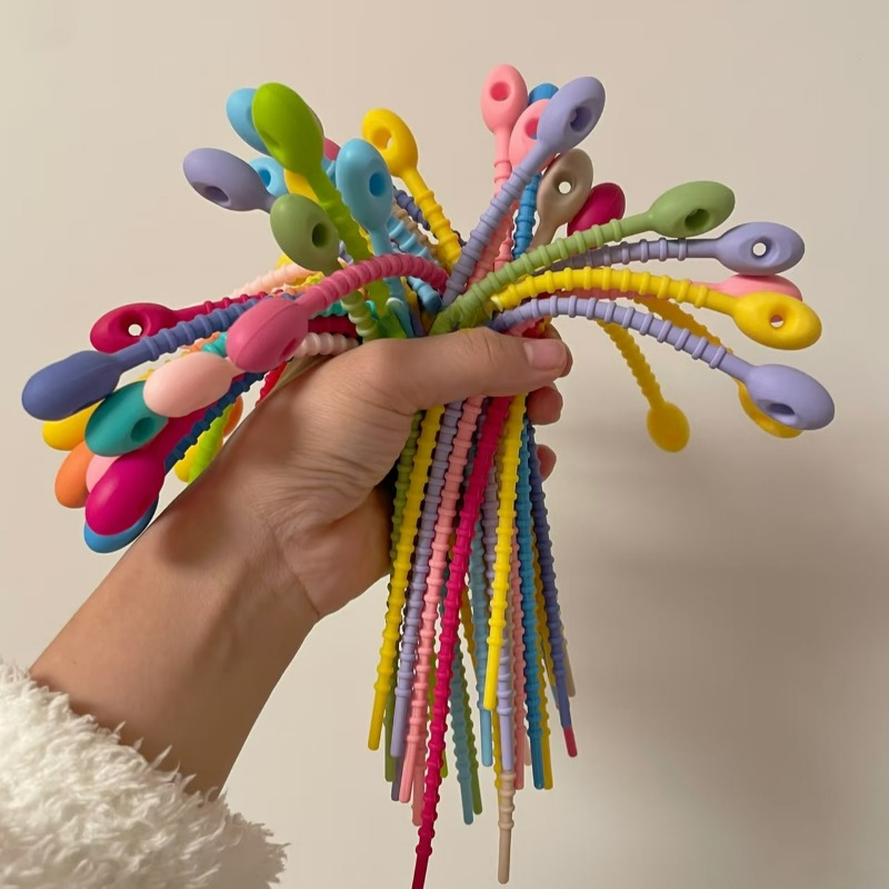 10/200Pcs Silicone Cable Ties  - Cable Winder Keychain ulasan dan harga